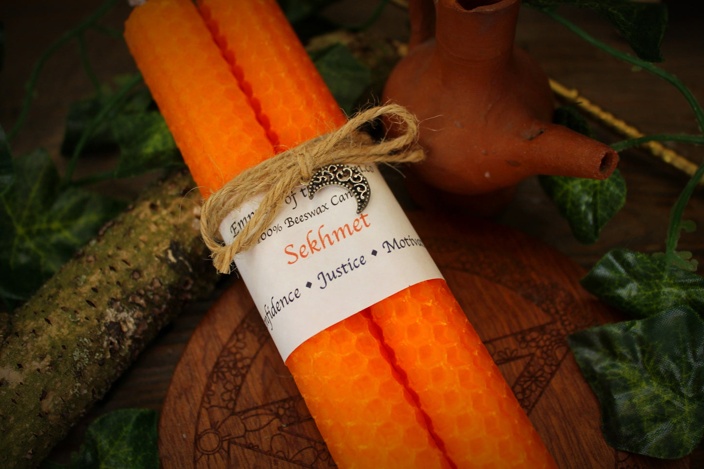 Sekhmet - Orange Beeswax Spell Candles