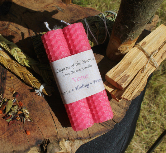 Venus - Pink Beeswax Spell Candles