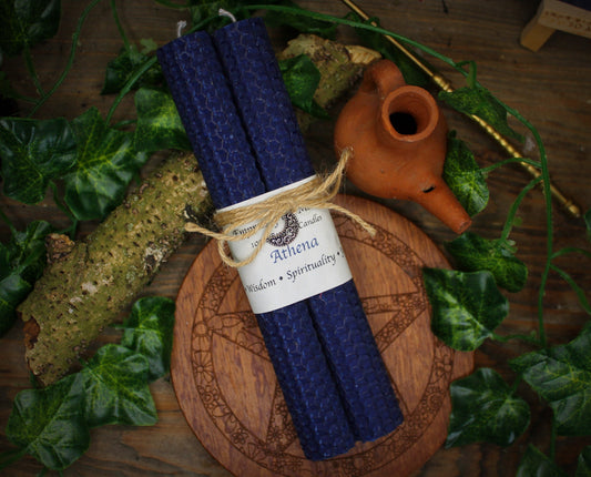 Athena - Blue Beeswax Spell Candles