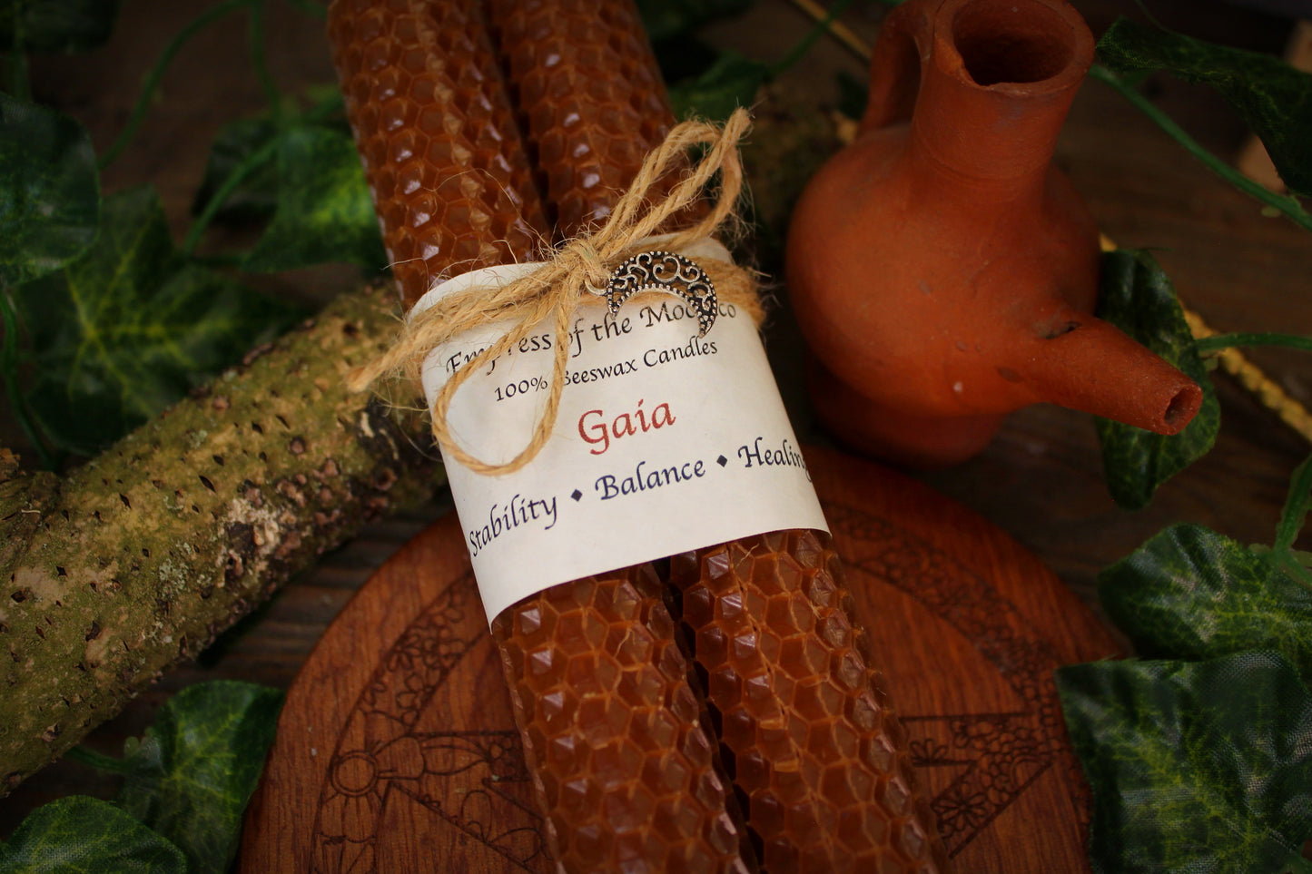 Gaia - Brown Beeswax Spell Candles